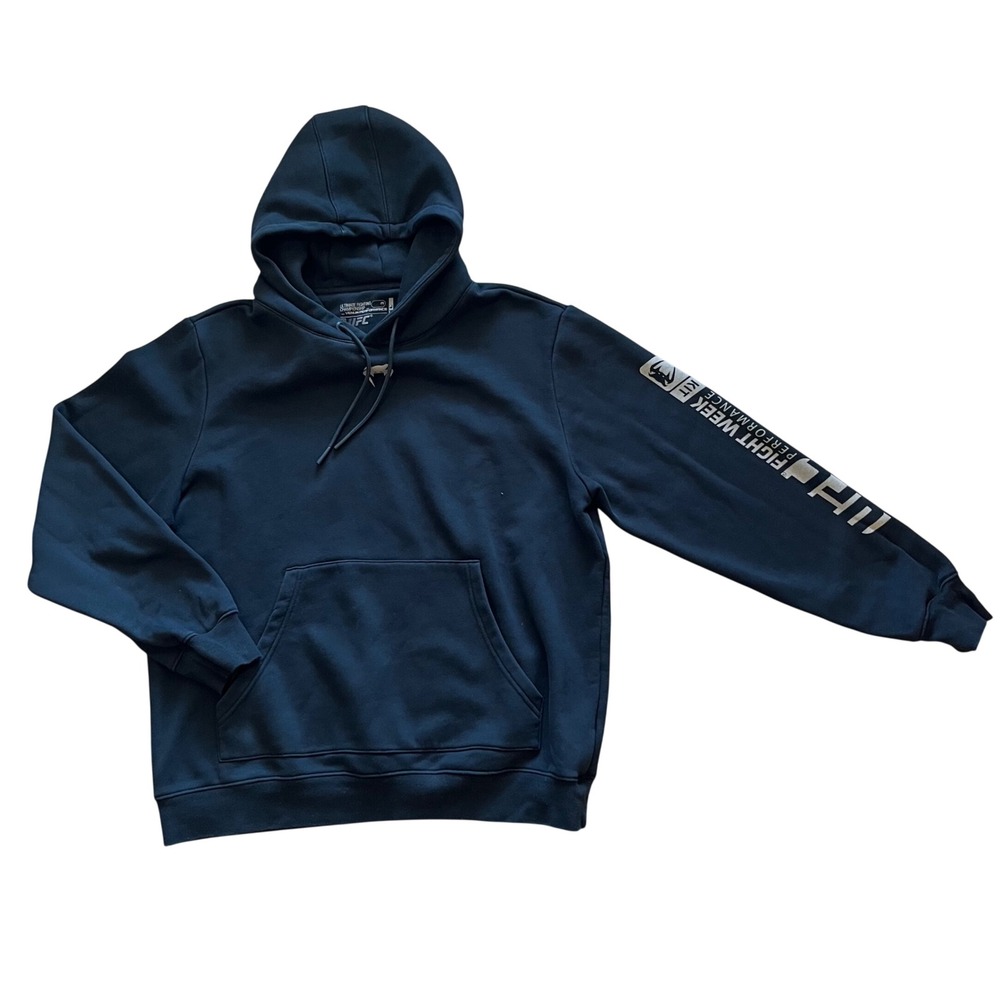 UFC Venum Performance Fight Week Hoodie Mens XL Black Silver Pullover Sweatshirt